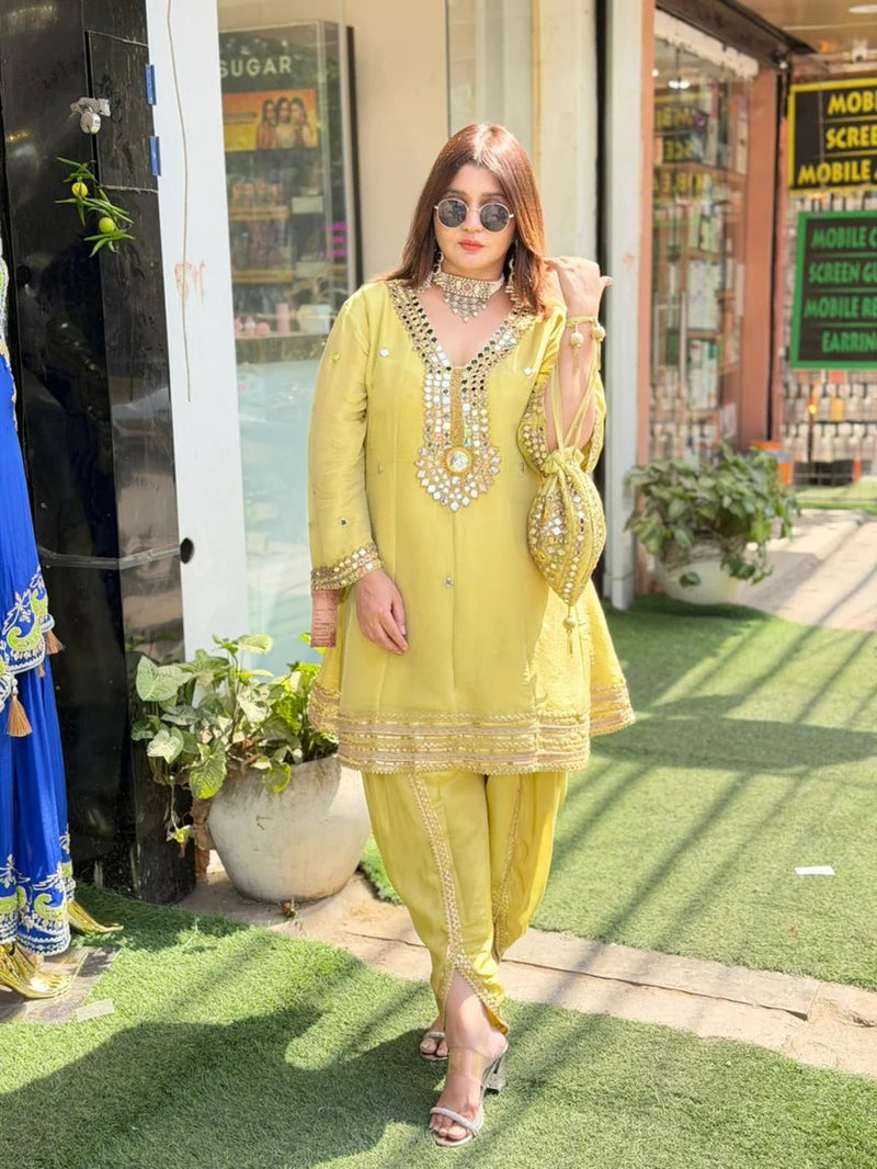 Aarika Lime Festive Dhoti Set
