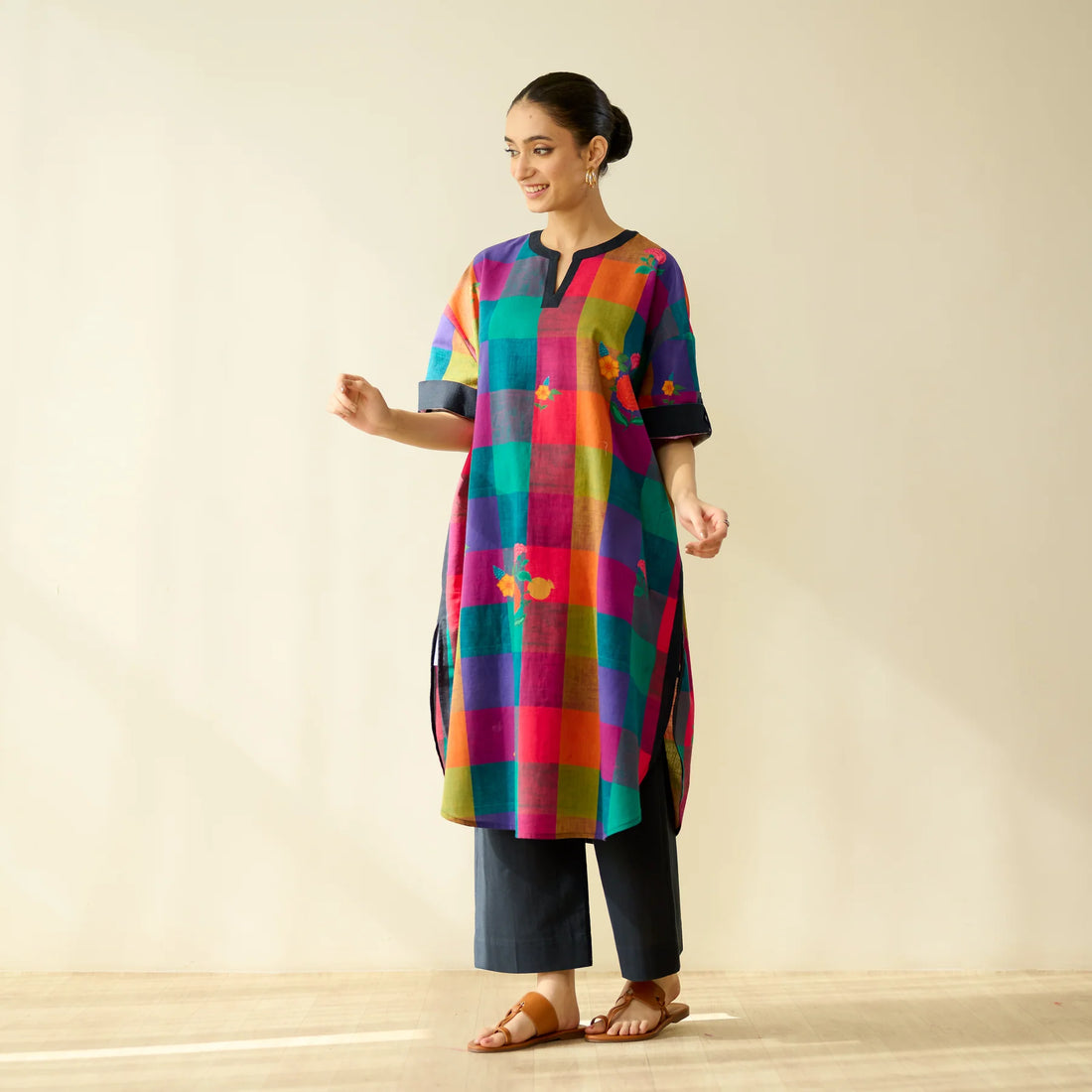 Rangrez Checkered Slub Cotton Co-Ord Set