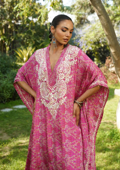 Sunheri Chikankari Luxe Kaftan Set