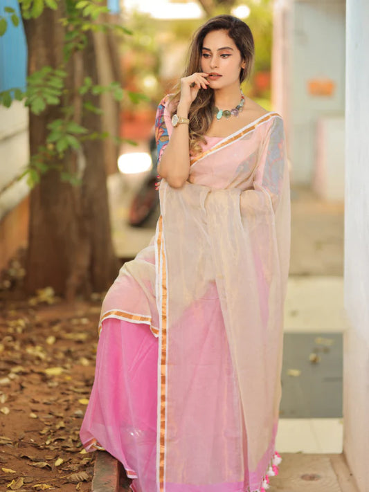 Timeless Tiara (Handloom Mulmul Cotton and Tissue Silk) 600