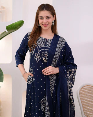 Deshi Lado Bandhej Kurta Pant Set with Dupatta