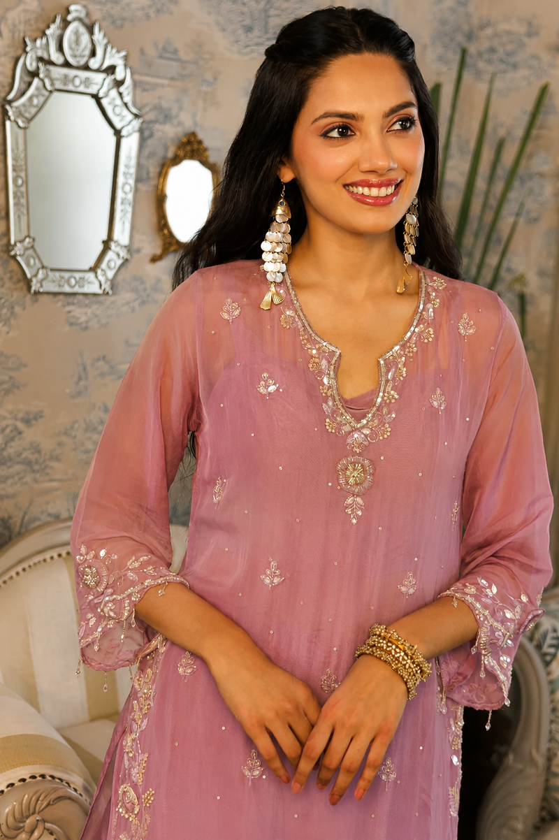 Aura Pink Embellished Co-Ord Set