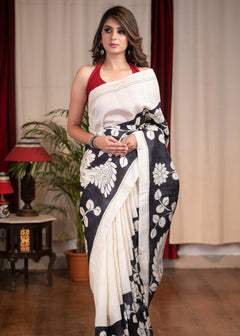 Exclusive Pure Silk Kalamkari Print Pre-draped Saree