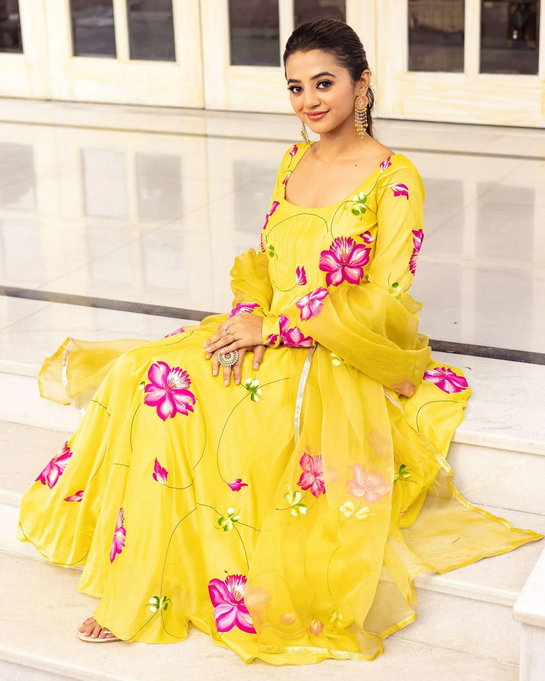 Meher Floral Handpainted Suit Set