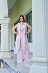 Light Pink Viscose Skirt Jacket Set