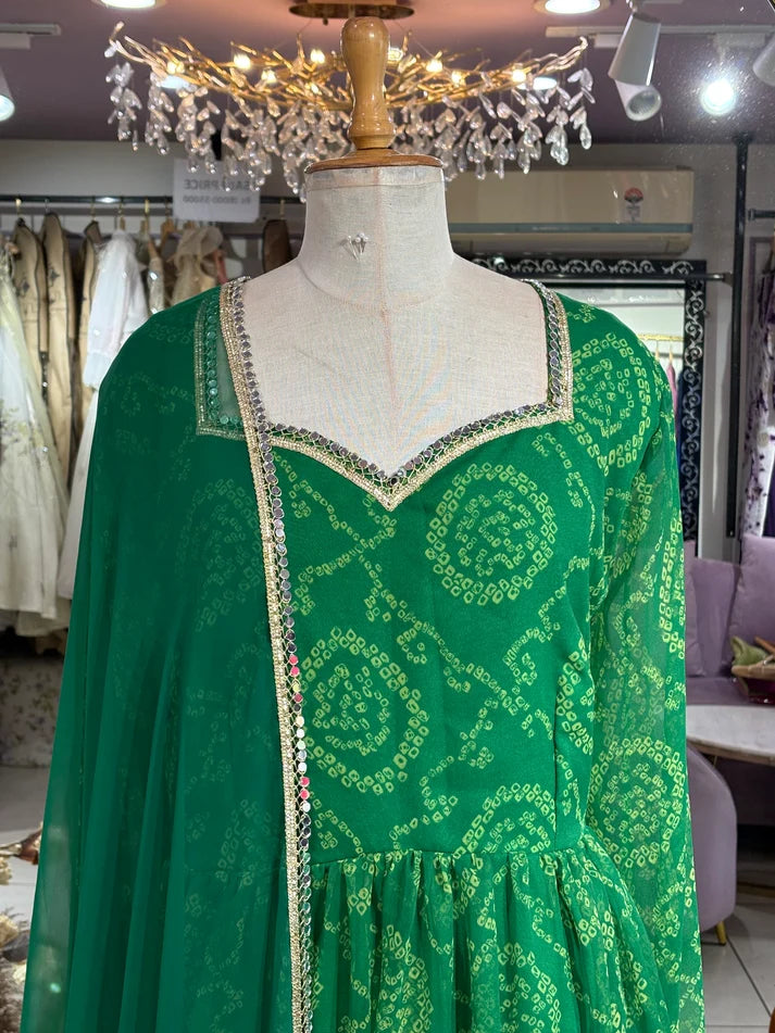 Neelanjana Bandhani Anarkali Set