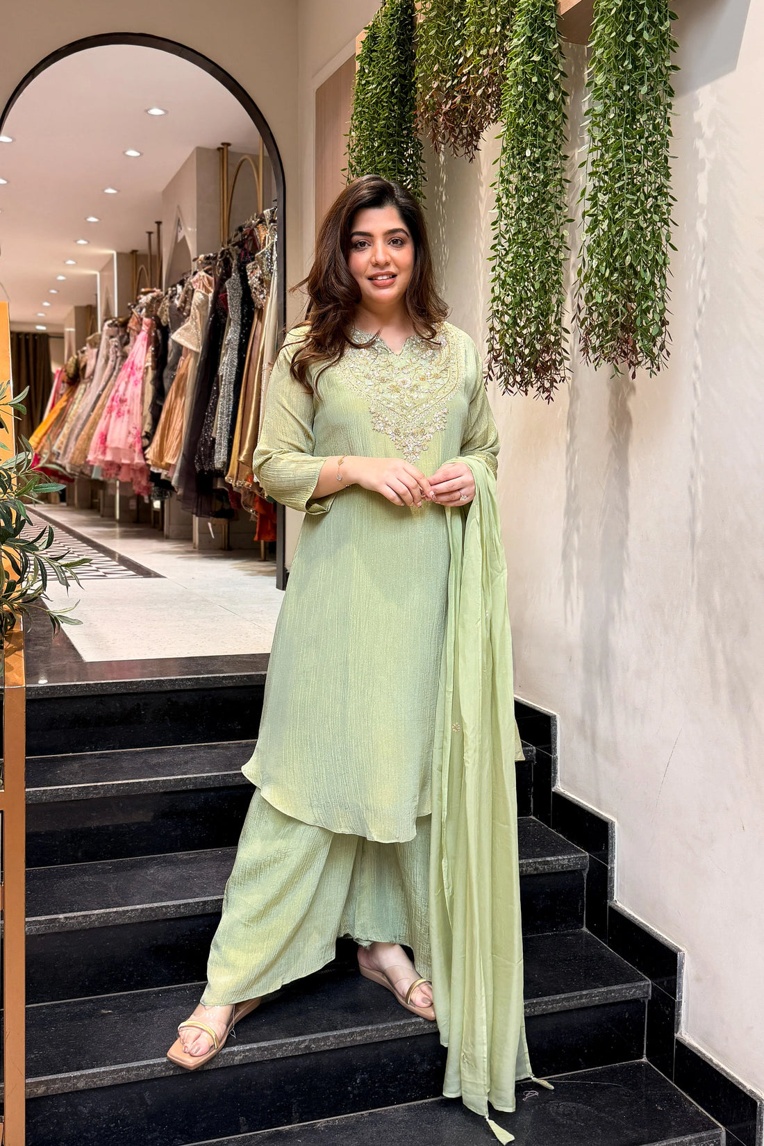 Mehr Mint Hand Embroidered Set