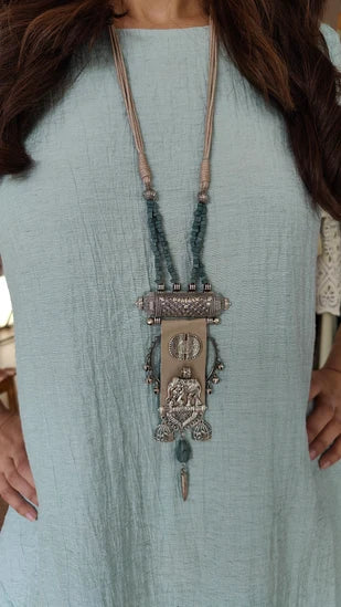 Purple Darbar Co-ord Set with Handmade Necklace