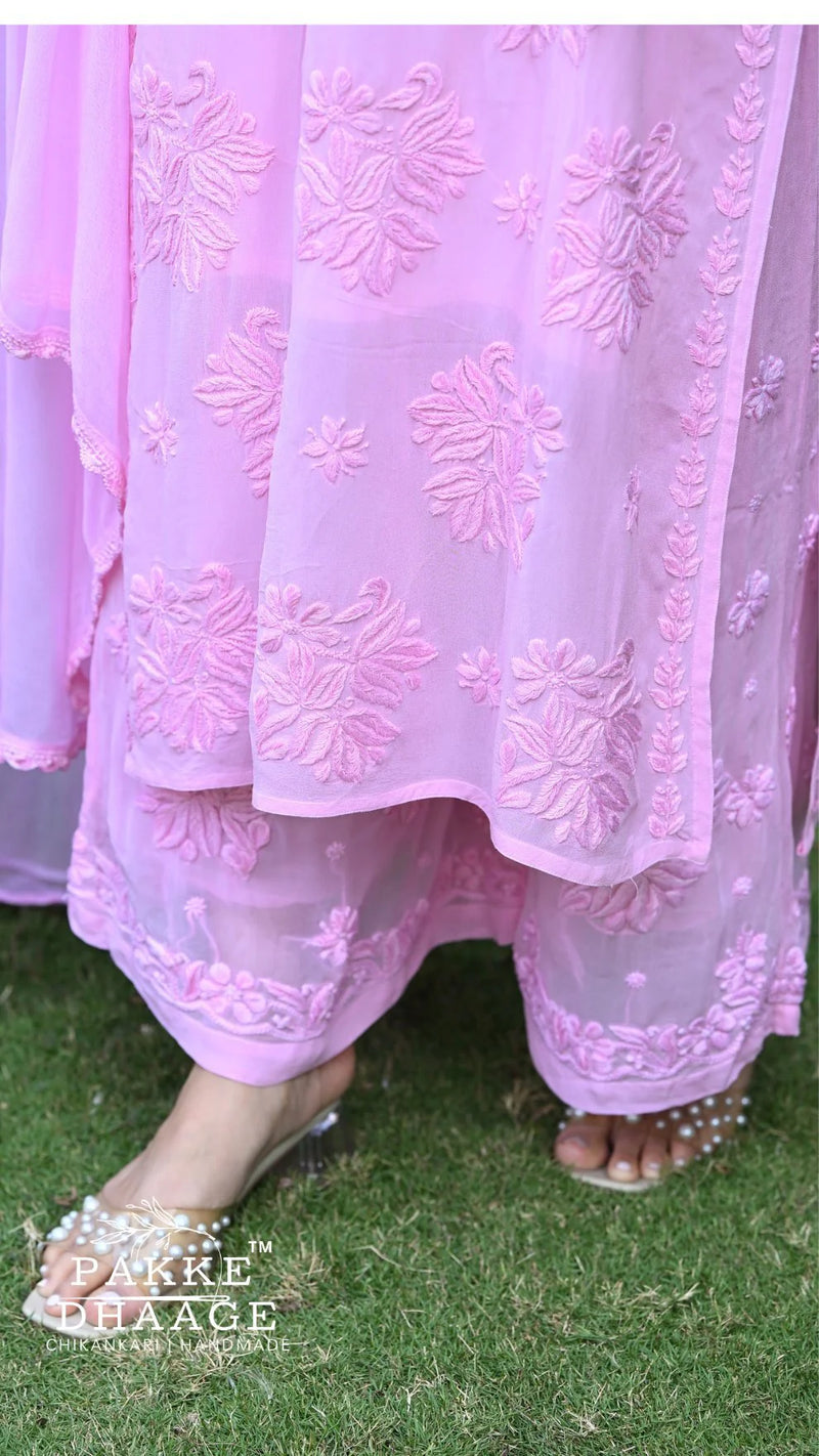 Noor Neelkamal Pure Viscose Chikankari 3D Kurta Set