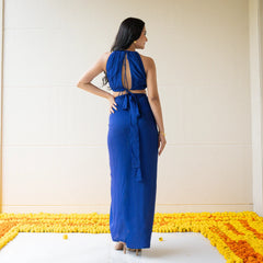 Indigo Muse Backless Draped Set
