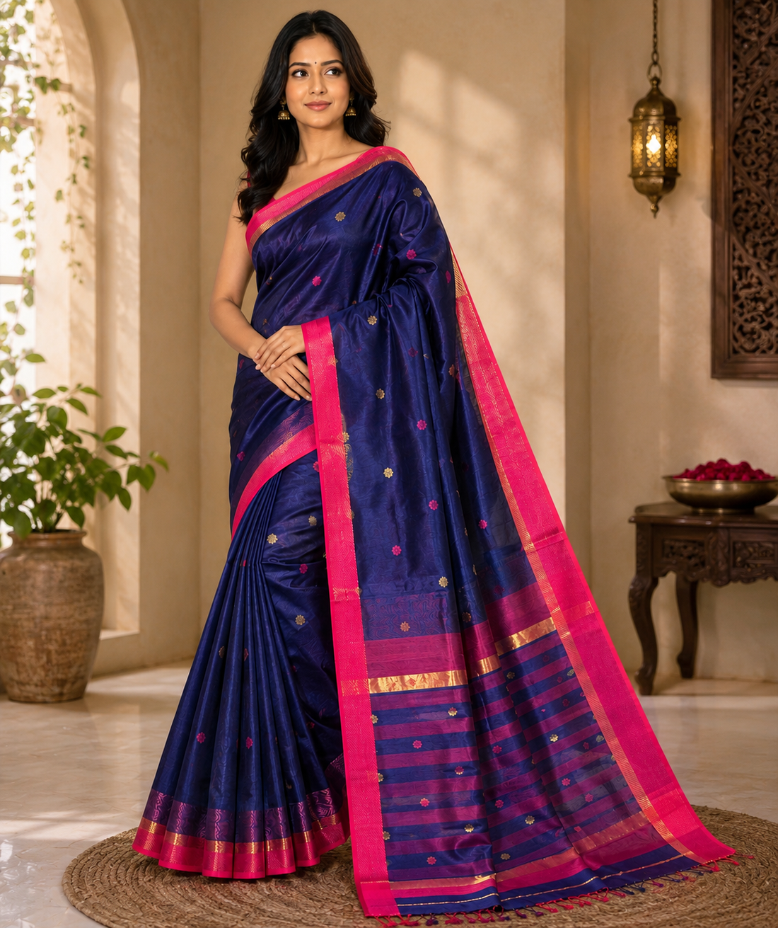 Nayantara Maheshwari Kali Border Buti Saree