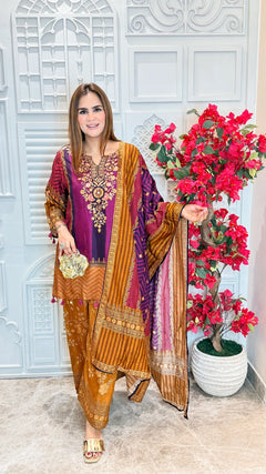 Mehrab Maroon Mustard Heritage Suit Set