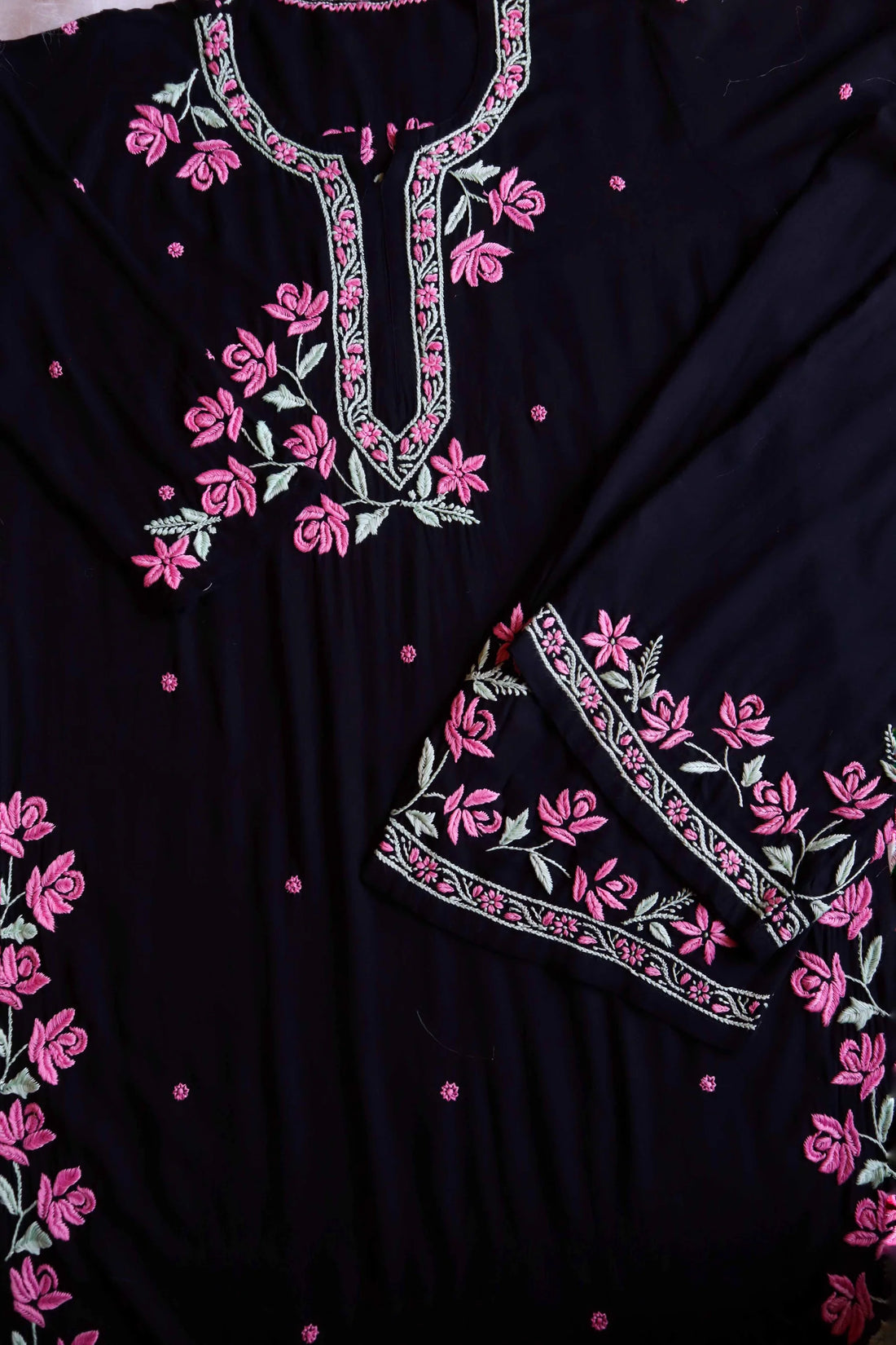 Black and Baby Pink Modal Kurta Set