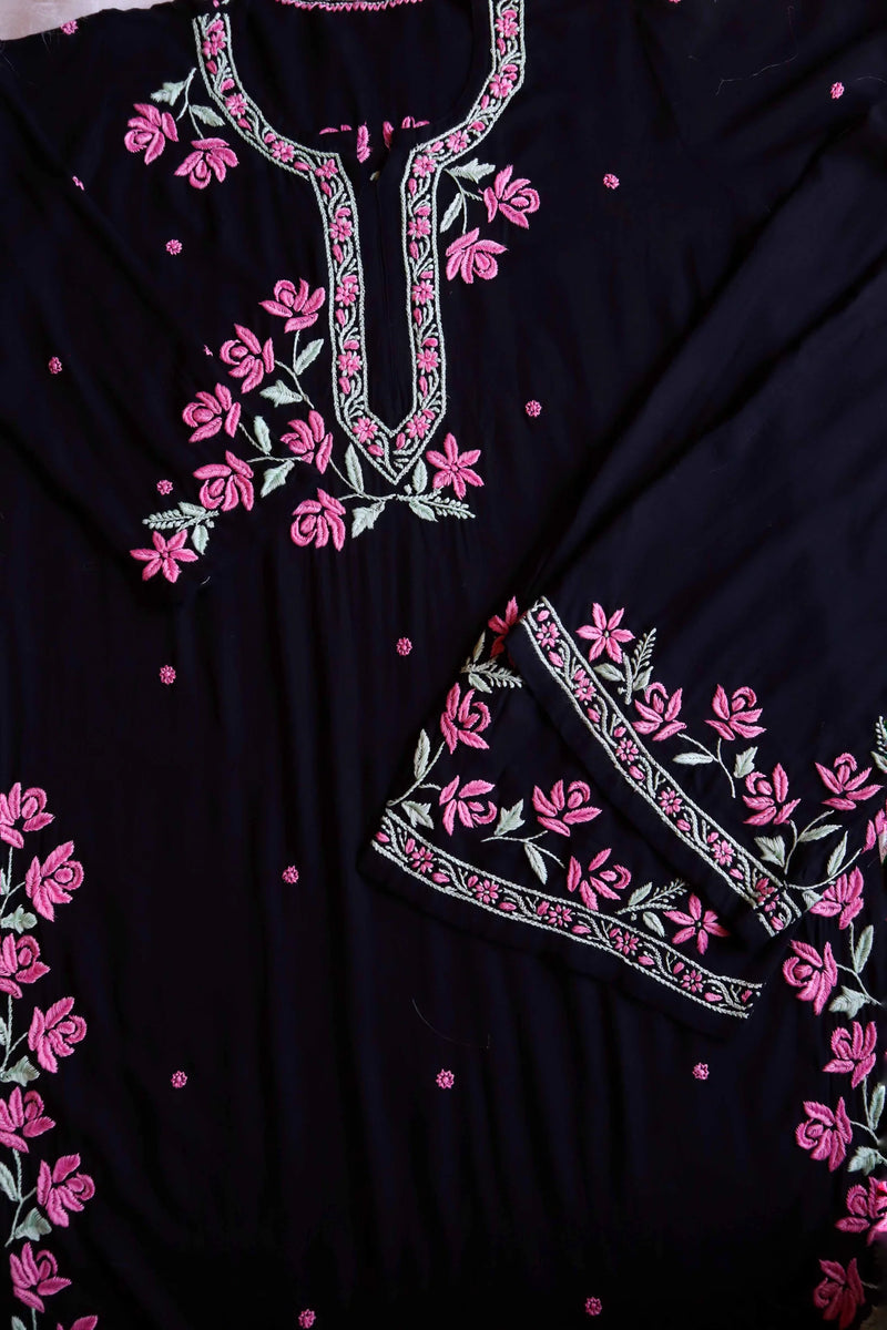Black and Baby Pink Modal Kurta Set
