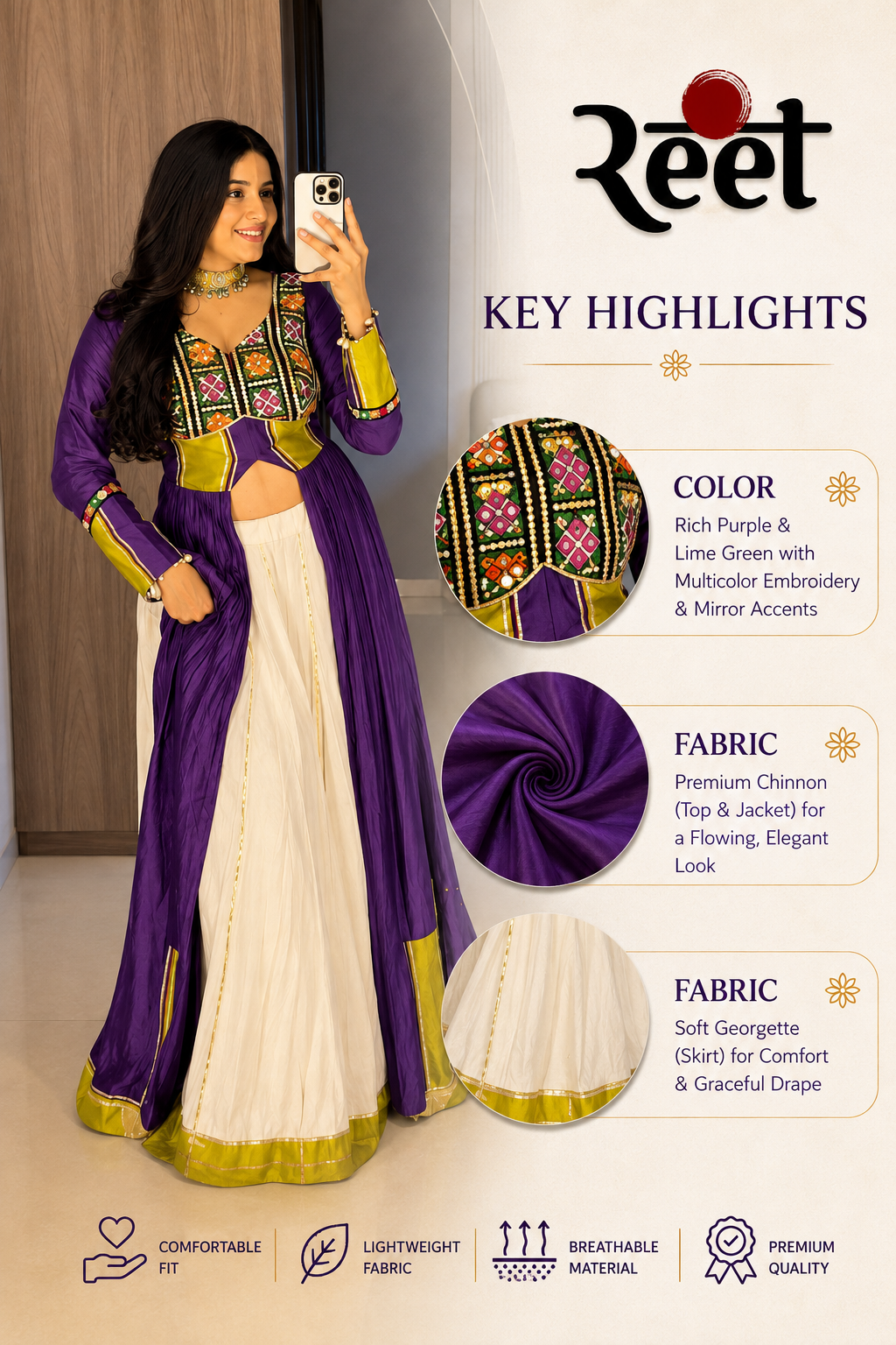 Traditional Mirror Work Embroidered Crop Top