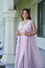 Light Pink Viscose Skirt Jacket Set