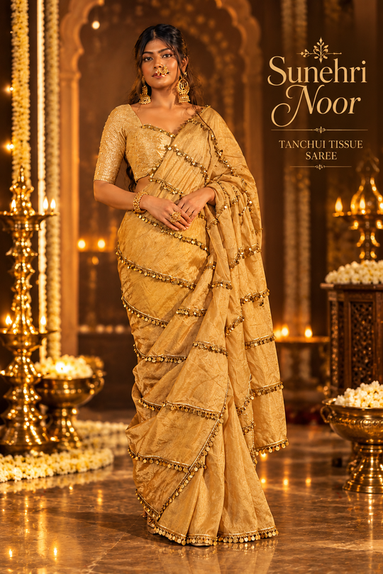 Sunehri Noor Tanchui Tissue Saree