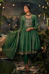 Mirrorwork Green-Anarkali set