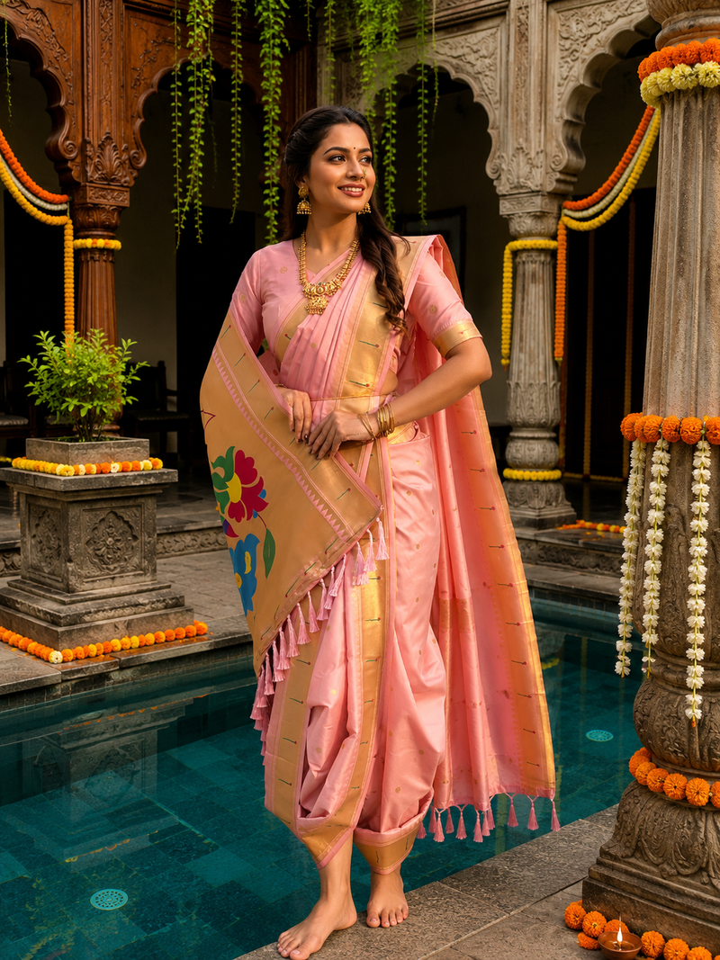 Mayur Varnika Soft Silk Paithani Nauvari Saree
