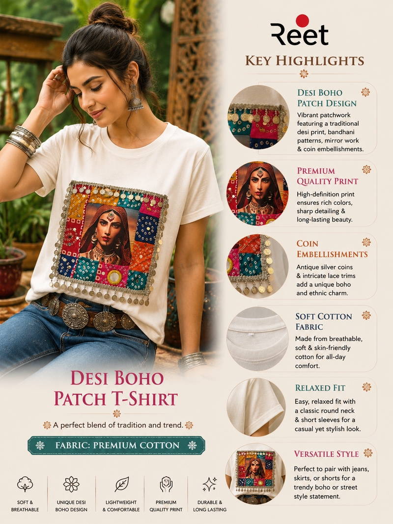 Desi Boho Patch T-Shirt