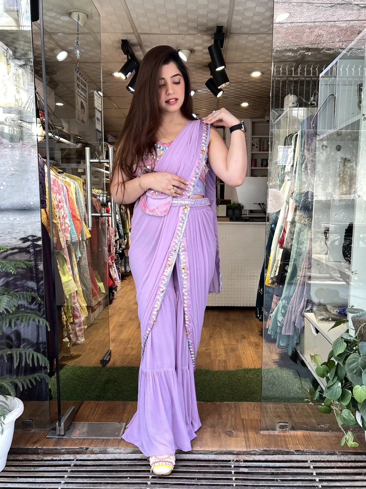 Mukti Embroidered Saree Sharara Set