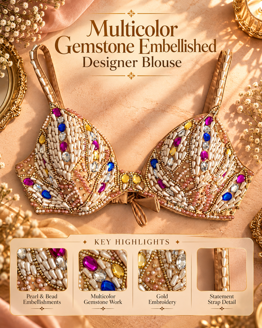Multicolor Gemstone Embellished Designer Blouse