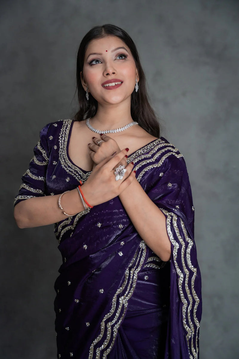 Garnet Red Fendy Silk Saree with blouse - By Reet Lifestyle