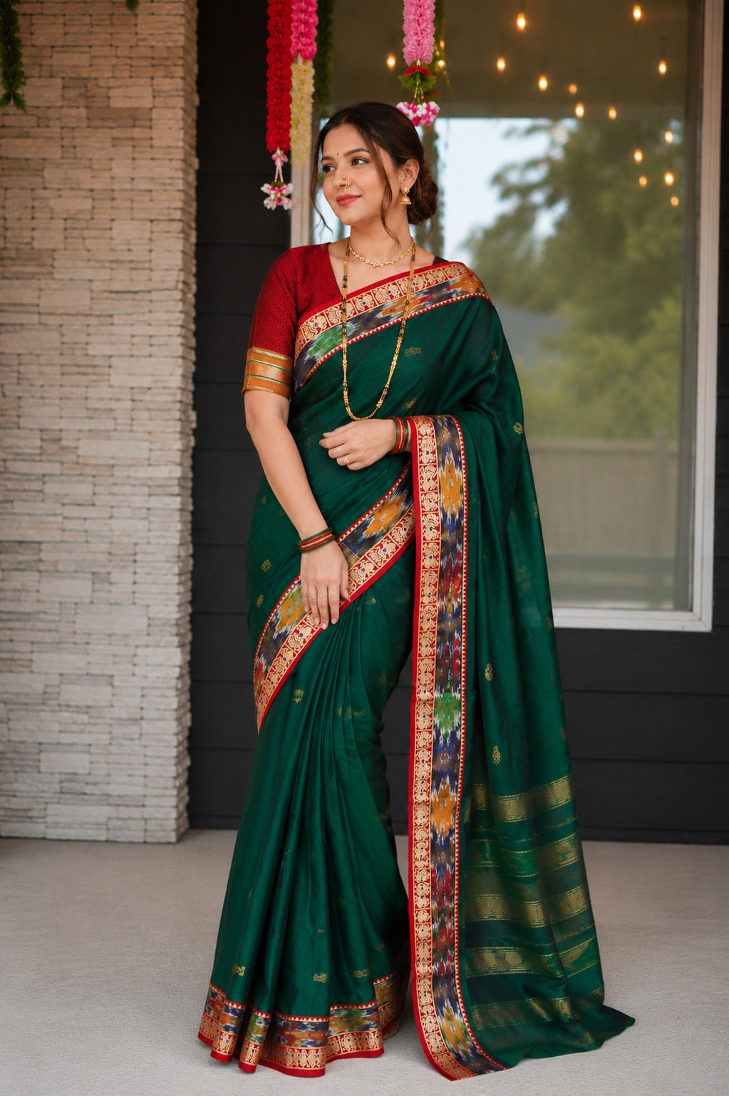 Peacock and Patolla Rich Zari Woven Border Saree