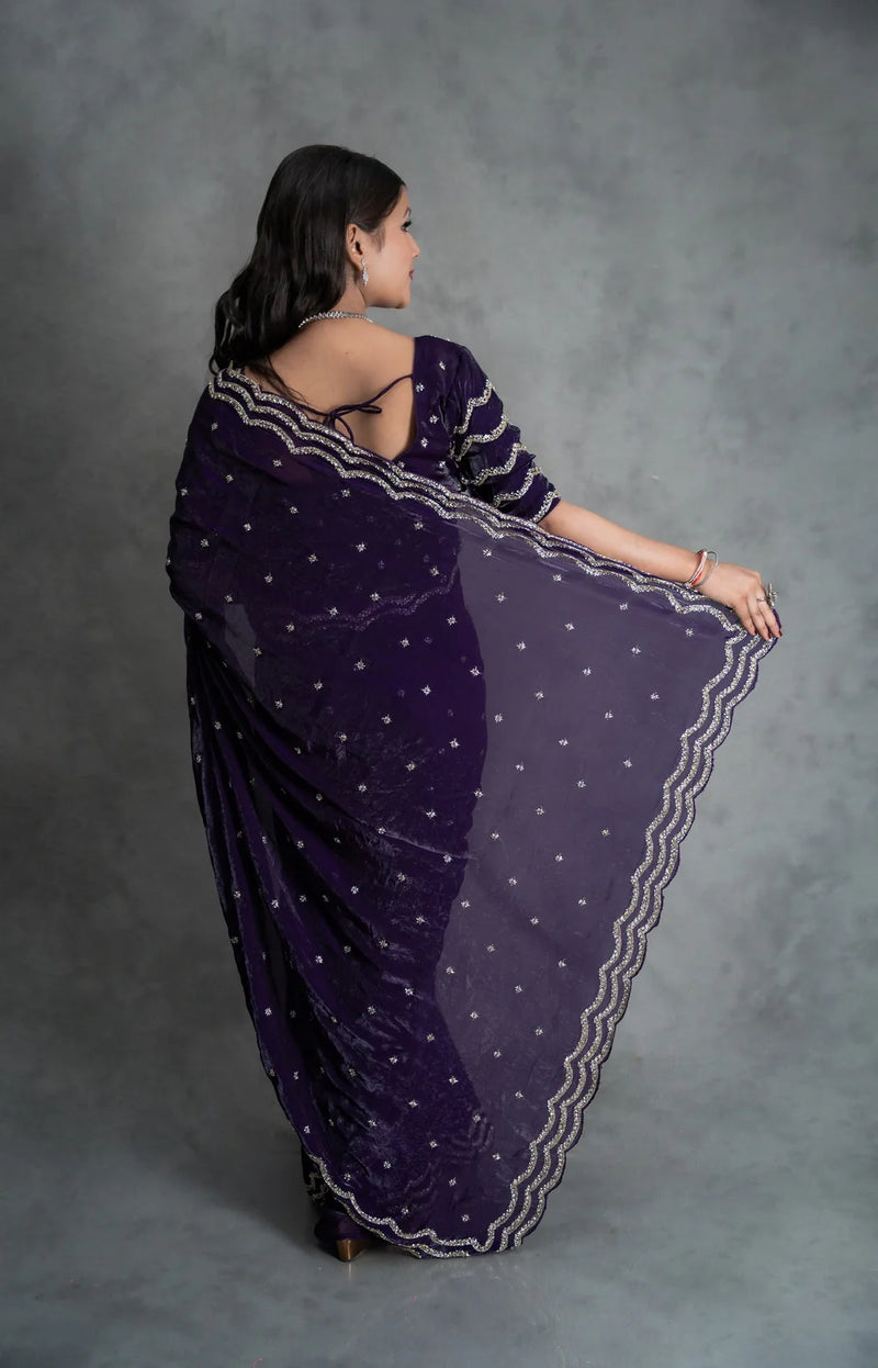 Garnet Red Fendy Silk Saree with blouse - By Reet Lifestyle