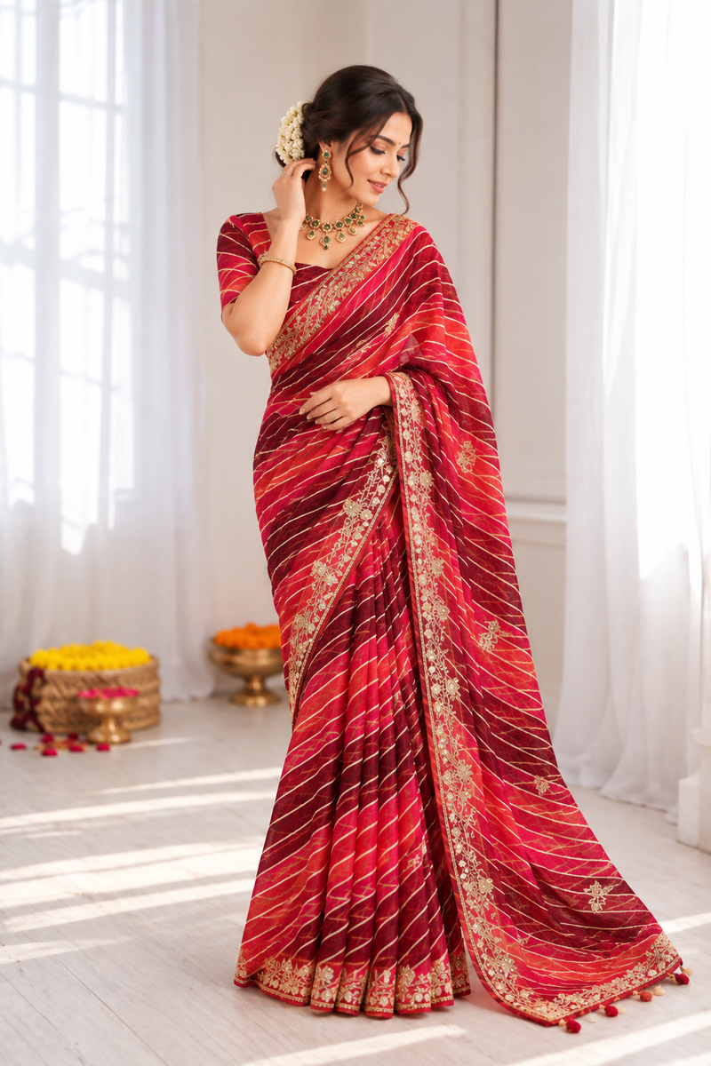 Rangrez Banarasi Doria Gotapatti Saree