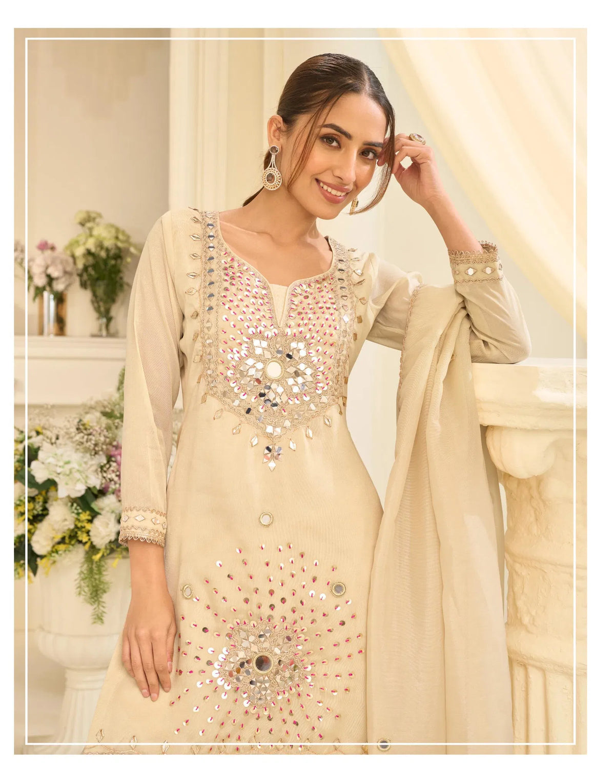 Mirror Work Top Gharara And Dupatta