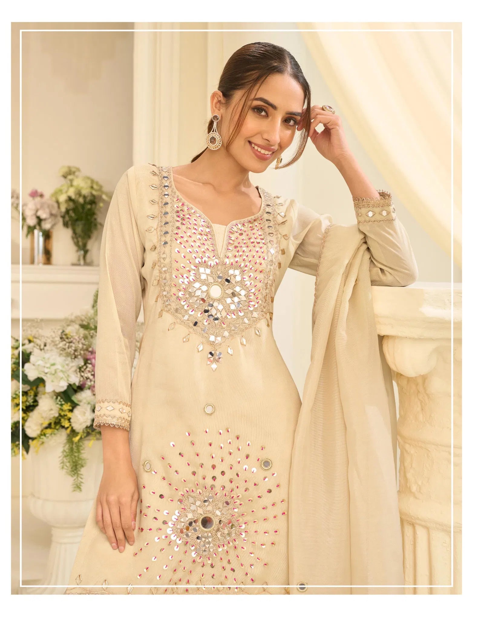 Mirror Work Top Gharara And Dupatta