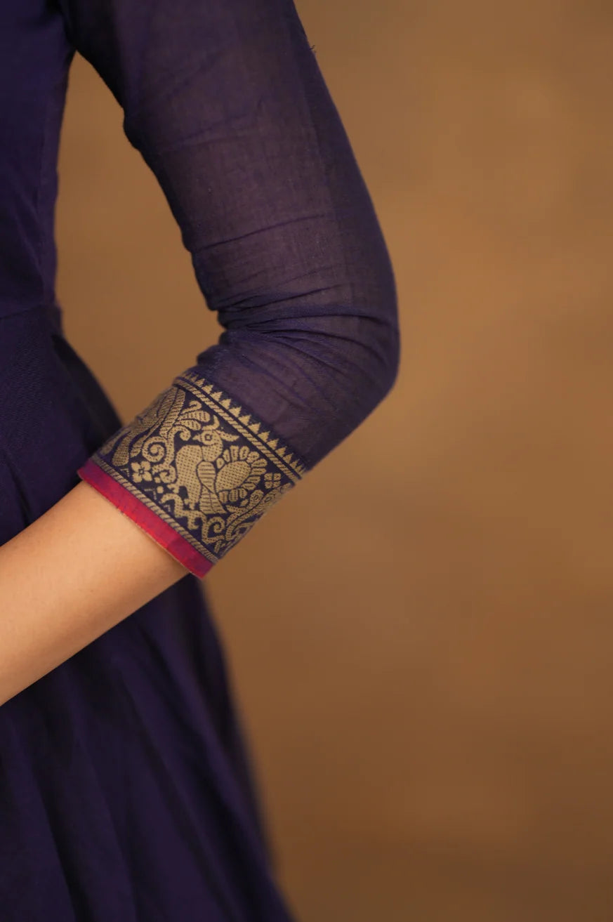 Menaka Pure Cotton Temple Border Anarkali Suit