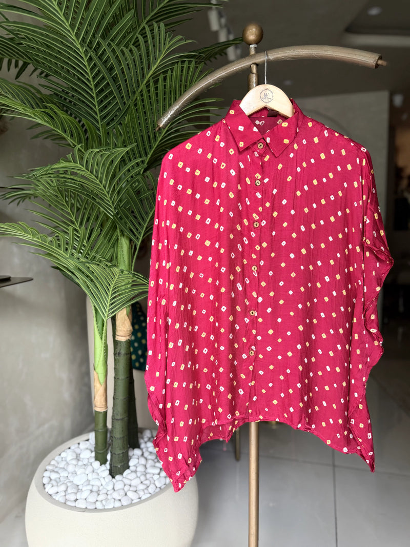 Bandhni Silk Kaftan Shirt
