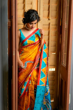 Kesari Batik Mulberry Saree