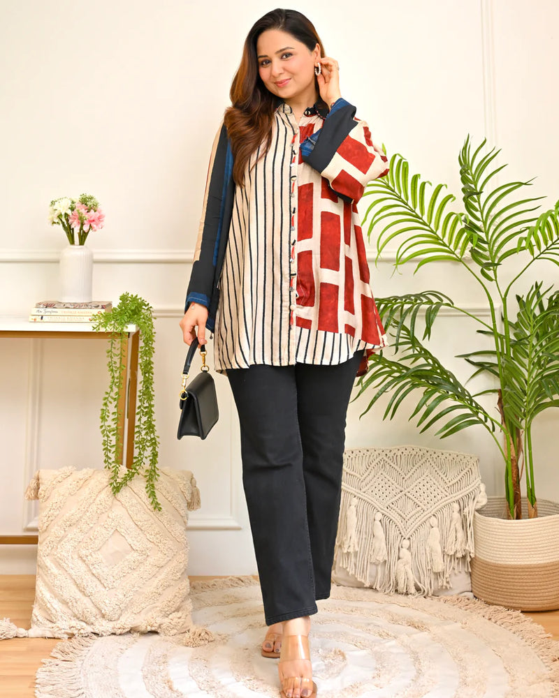 Caramel Bloom Muslin Silk Shirt
