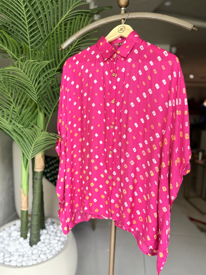 Bandhni Silk Kaftan Shirt