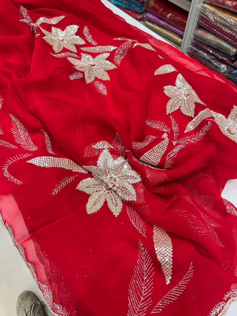 Satin organza saree