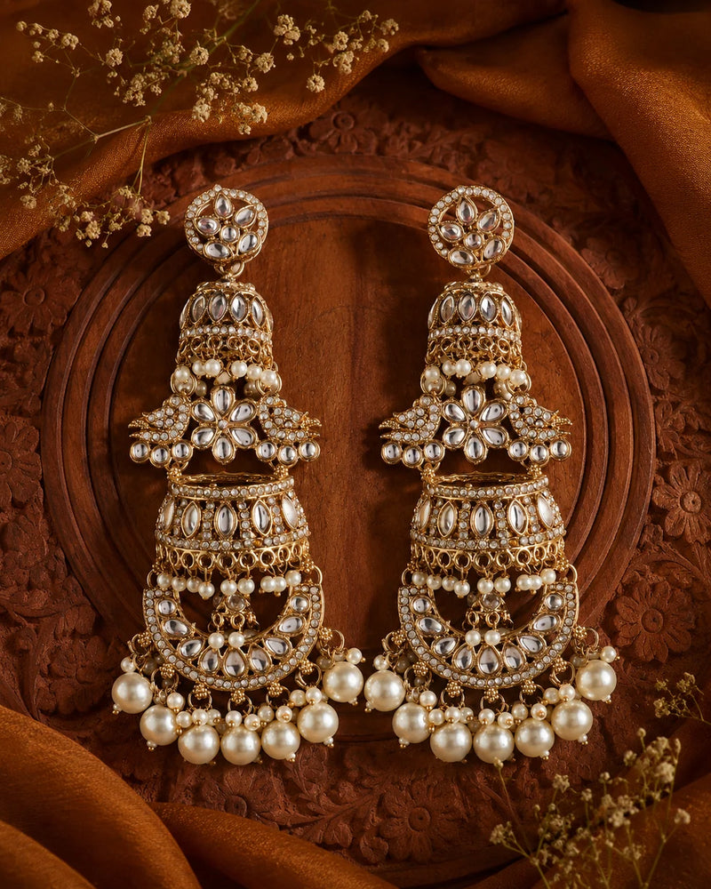 Gulrukh Kundan Pearl Earrings