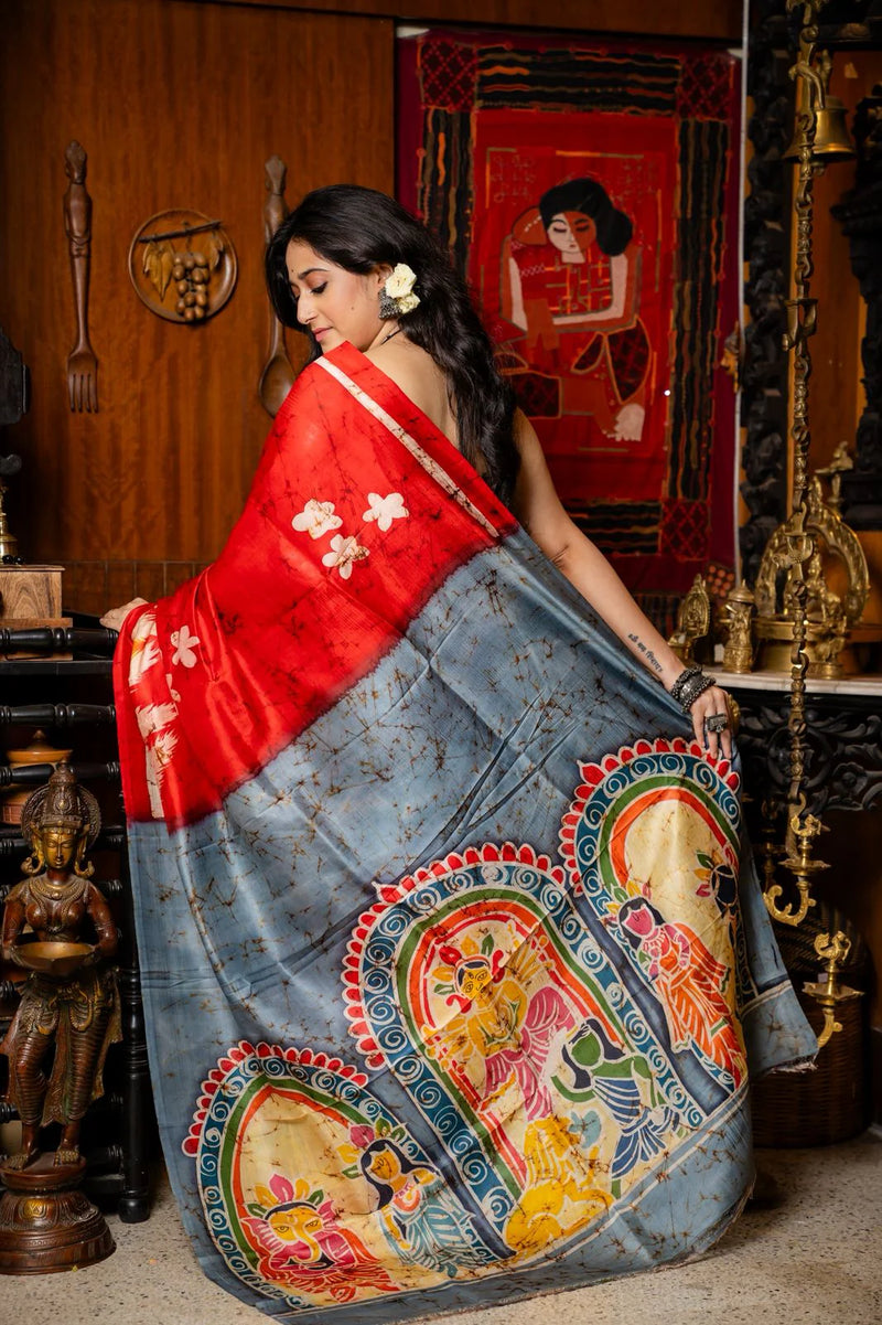 Devi Shakti Batik Pure Mulberry Silk Saree