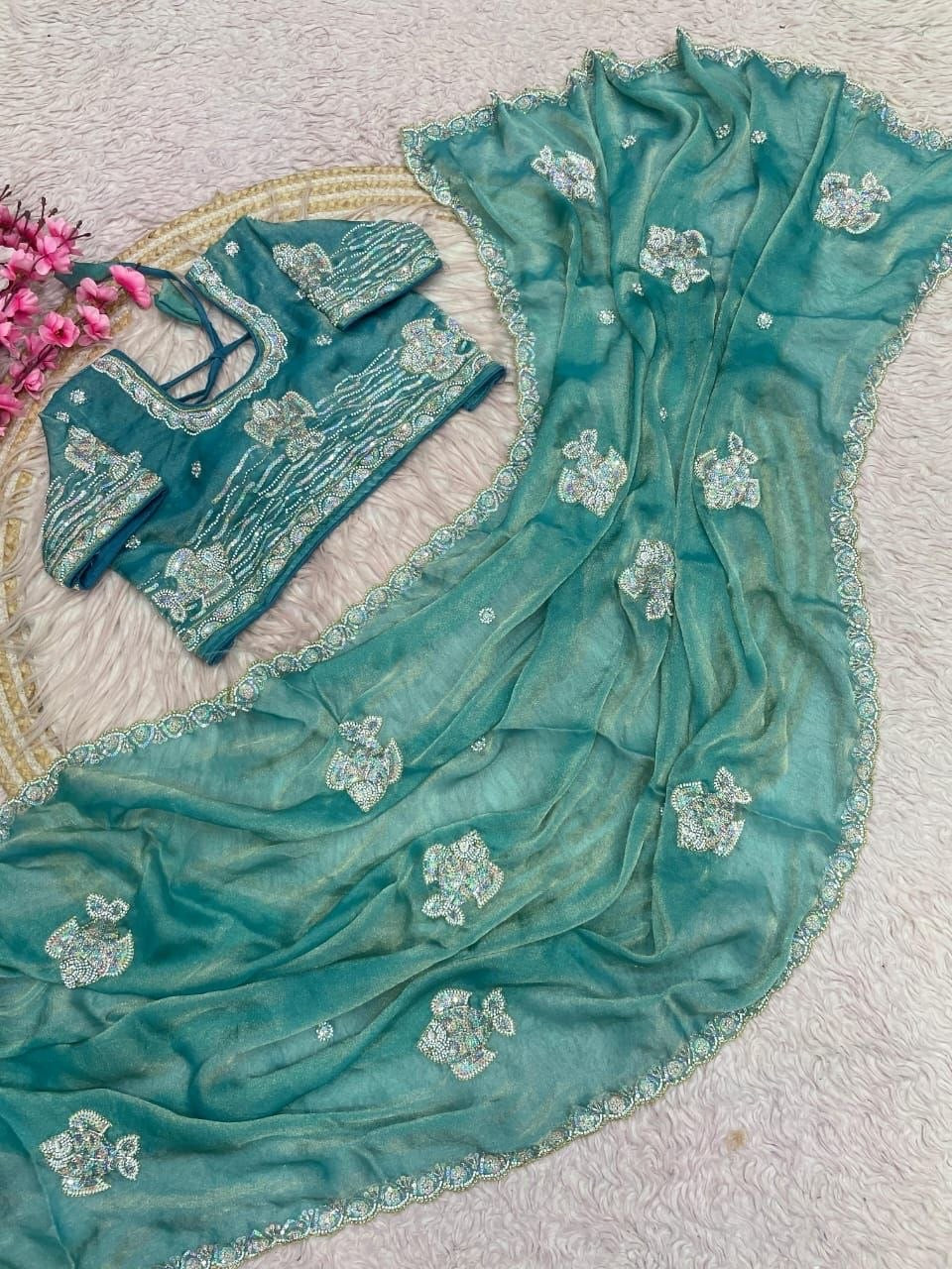 Firoza Sitara Embellished Saree