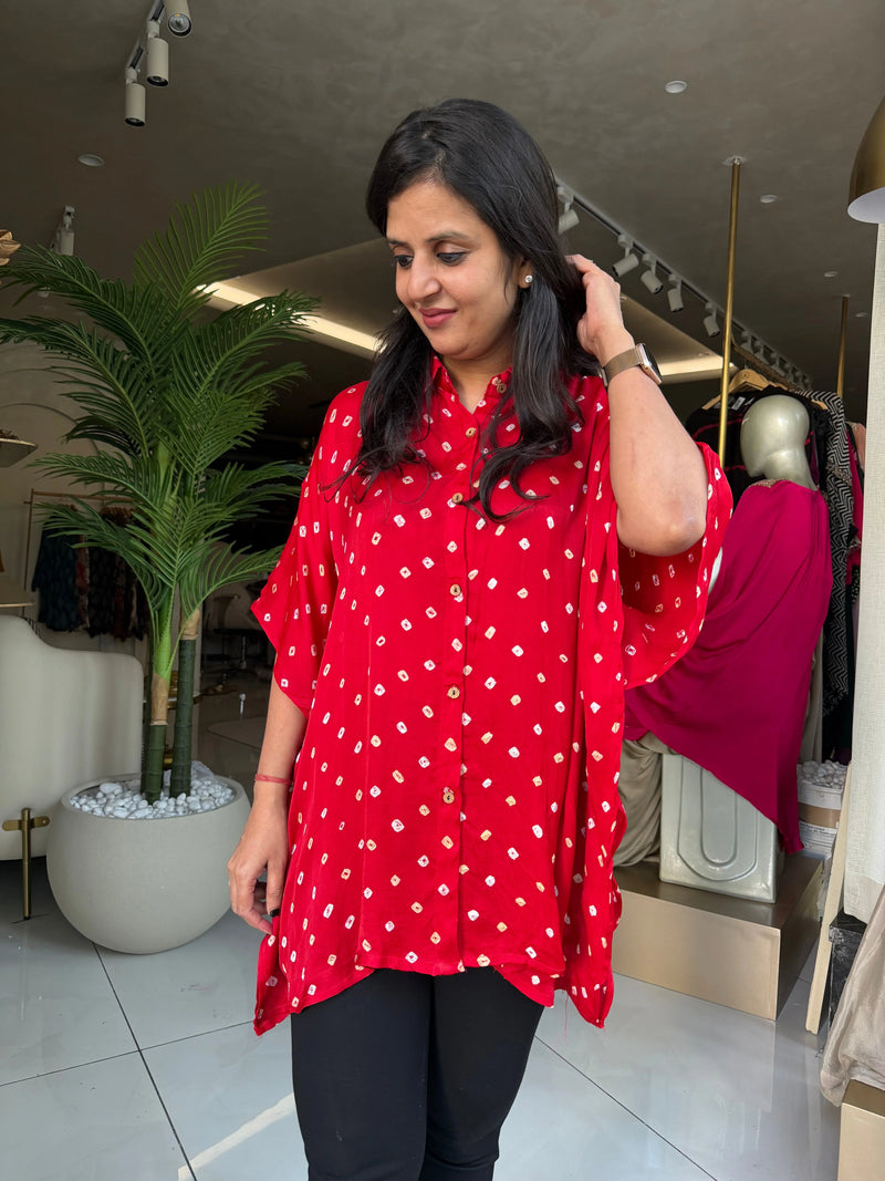 Bandhni Silk Kaftan Shirt