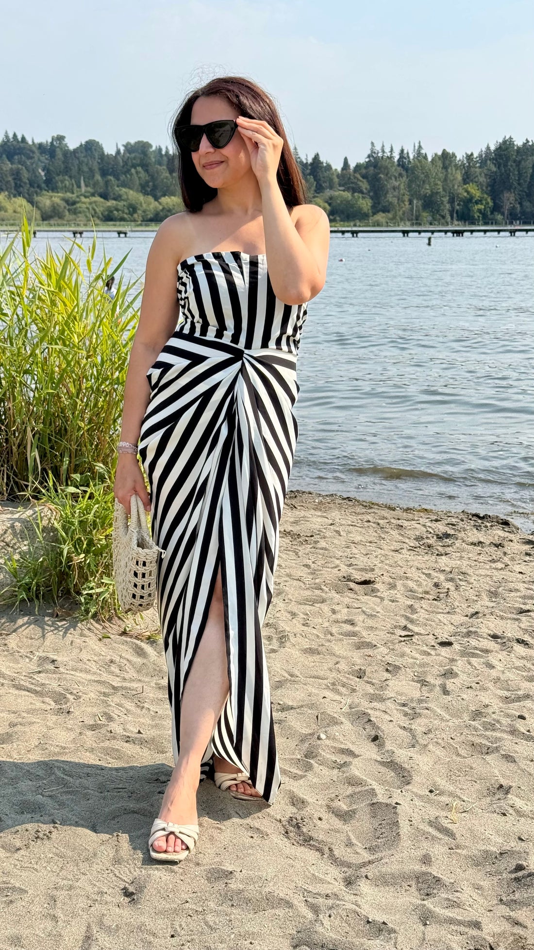 Stripes black black and white dress