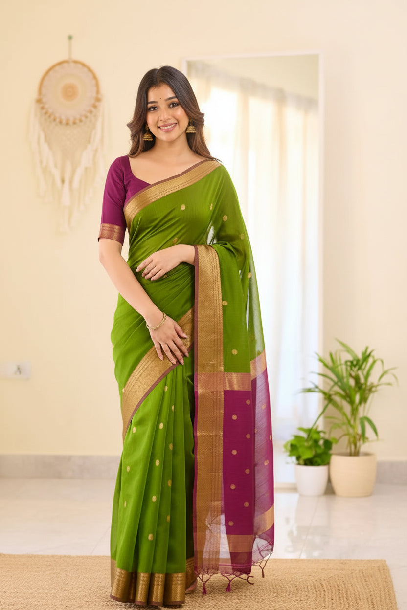 Maheshwari Silk Handloom Cotton Saree