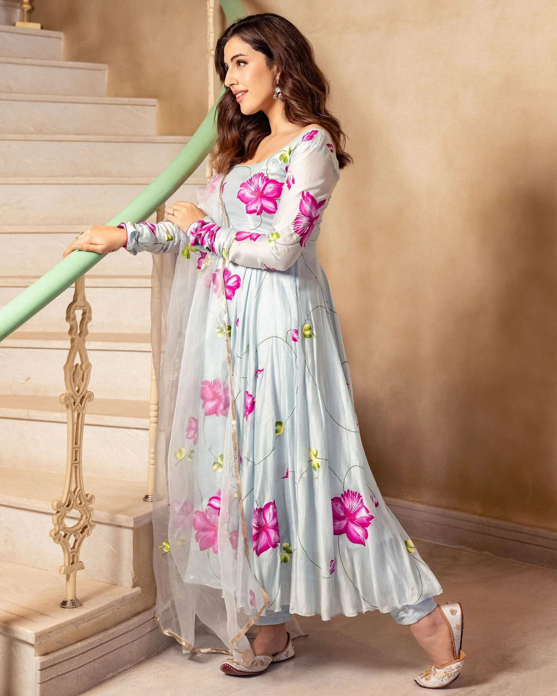 Meher Floral Handpainted Suit Set