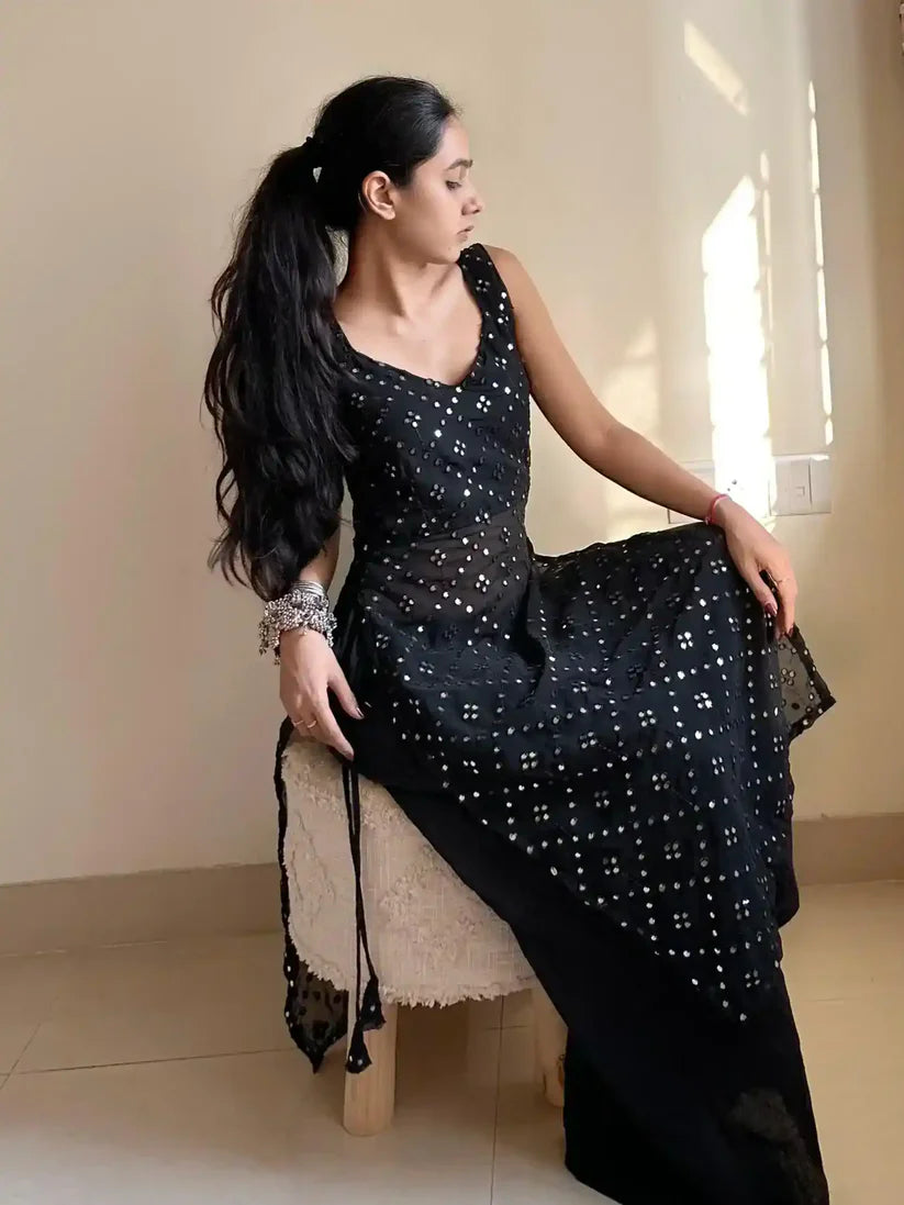 Twilight Black Embellished Kurta Set