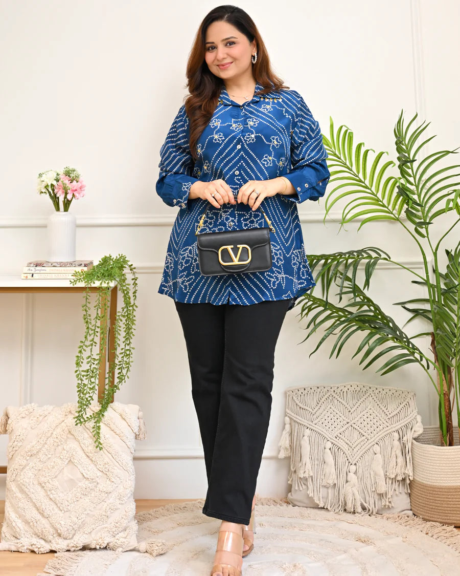Noor Bandhej Crepe Shirt