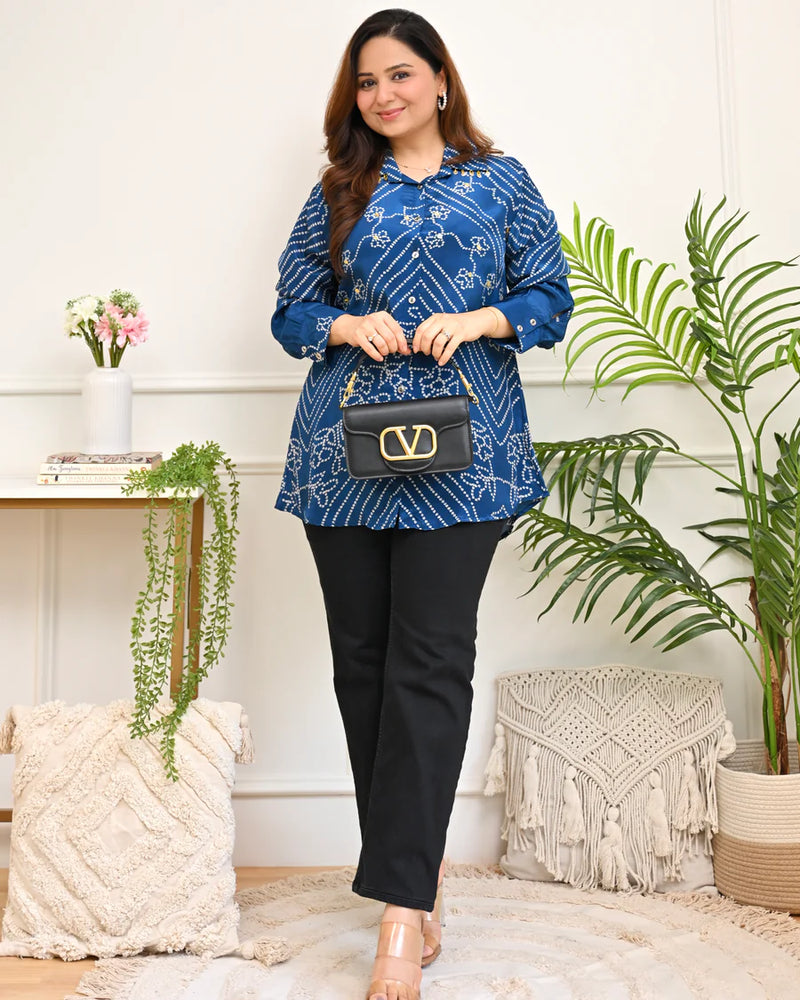 Noor Bandhej Crepe Shirt