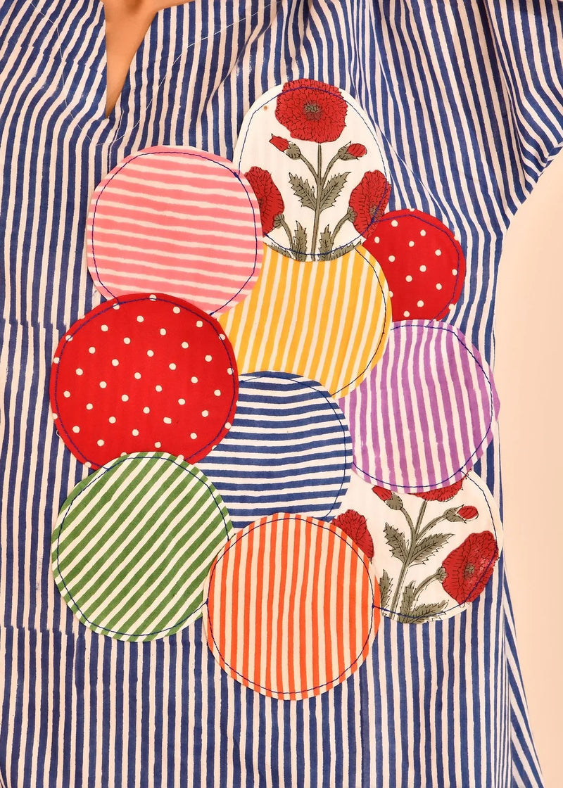 Noor Rangrez Striped Cotton Patchwork Dress