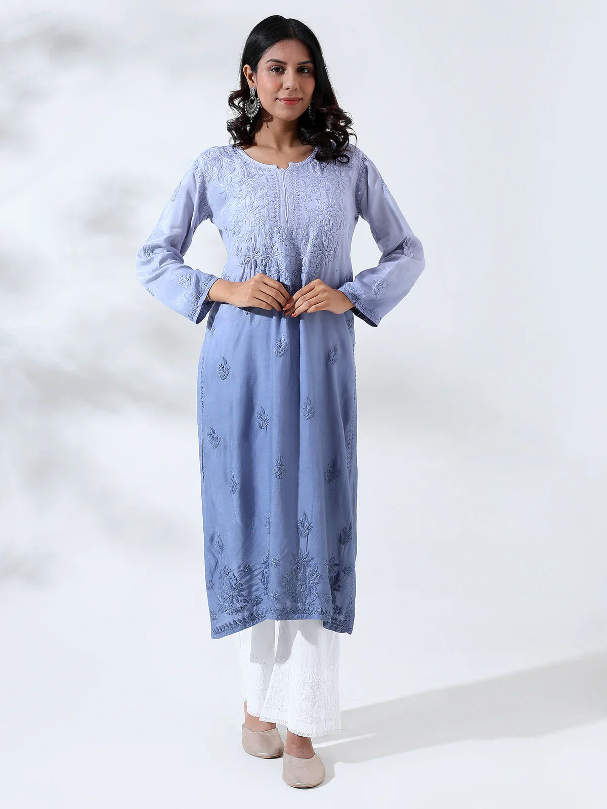 Palak Ombre Blue Muslin Long Kurta